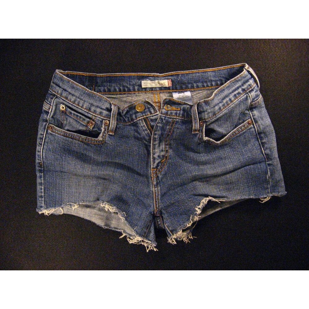 LEVIS 505 CUTOFF JEANS SHORTS Womans 8 Blue Denim Red Tab Daisy Dukes Athletic